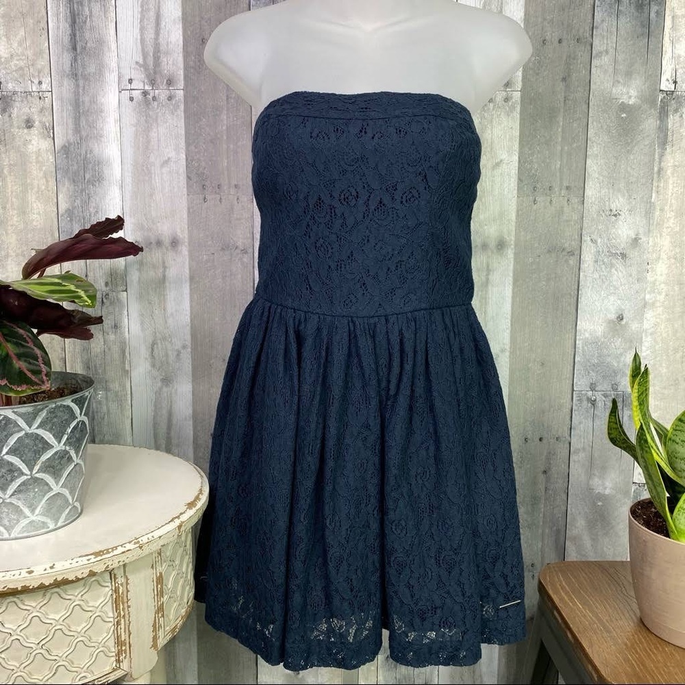 Abercrombie & Fitch Lace Navy Womens Mini Tube Dress size Small